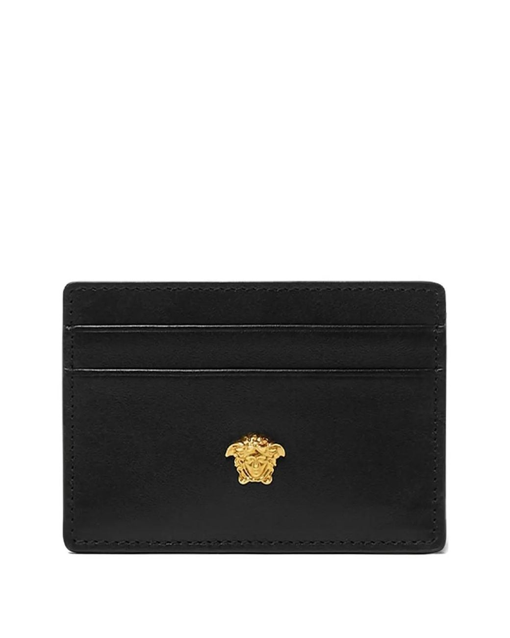 Versace Black Wallets Outside:Calf Leather for men