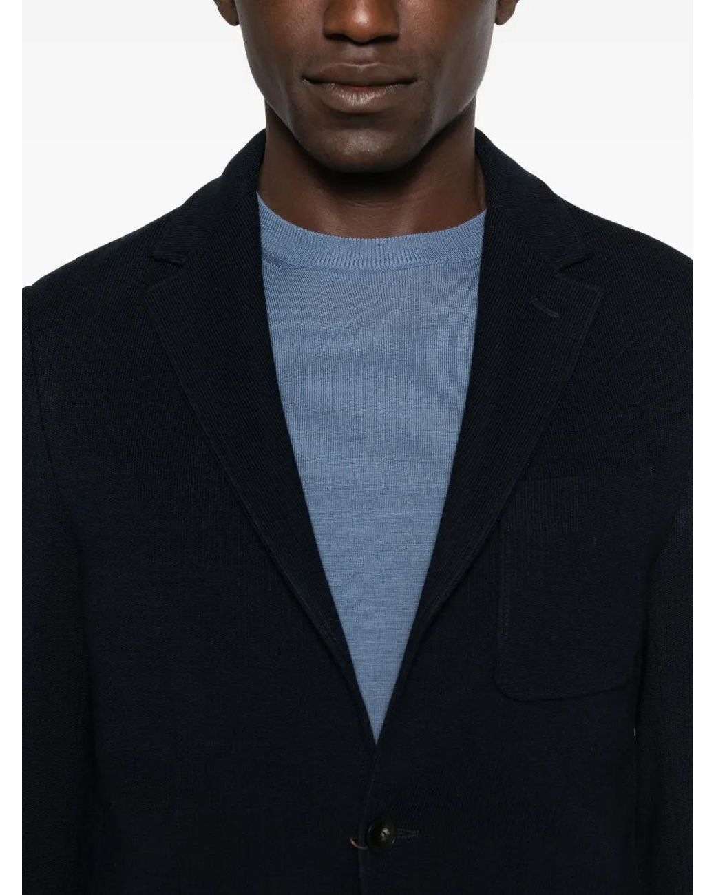 Canali Black Patch-Pocket Knitted Blazer for men
