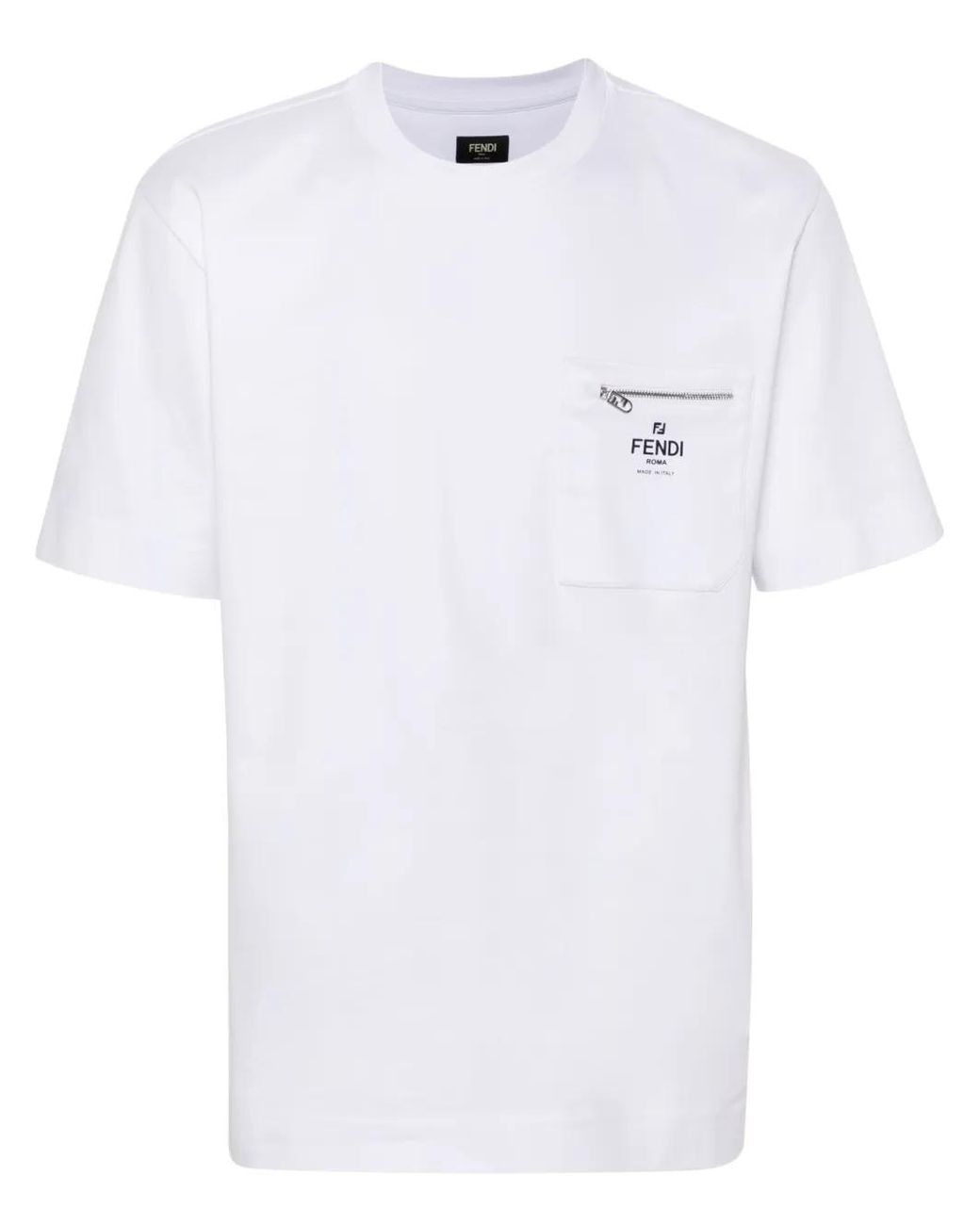 Fendi White T-Shirt With Pocket for men
