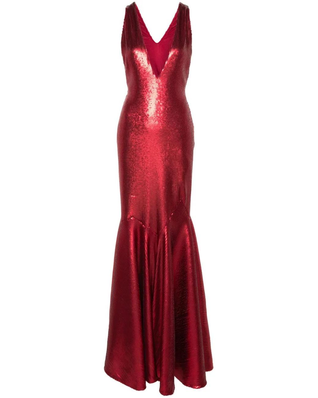 Genny Red Sequinned Mermaid Long Dress