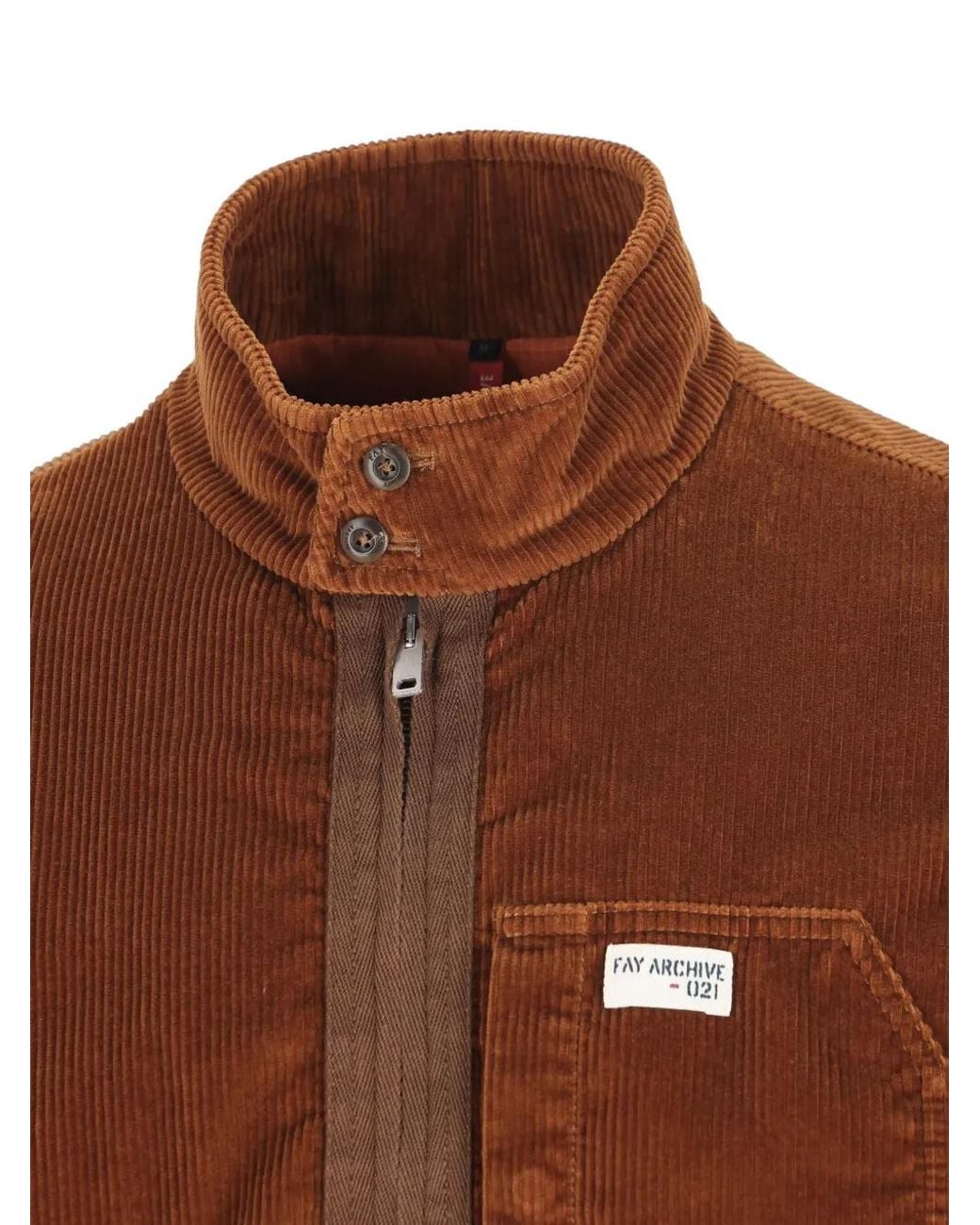 Fay Brown High-Collar Corduroy Jacket for men