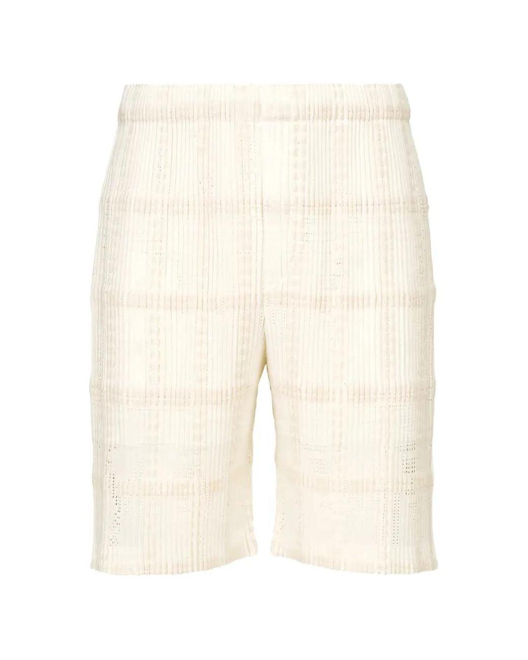 Homme Plissé Issey Miyake Natural Lace Grid Pleats Shorts for men