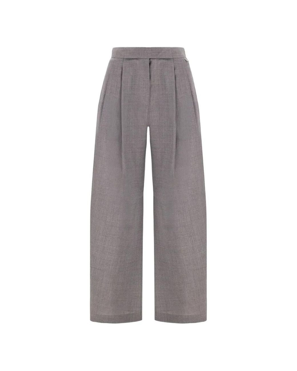 Herno Gray Pleated Tailored Trousers