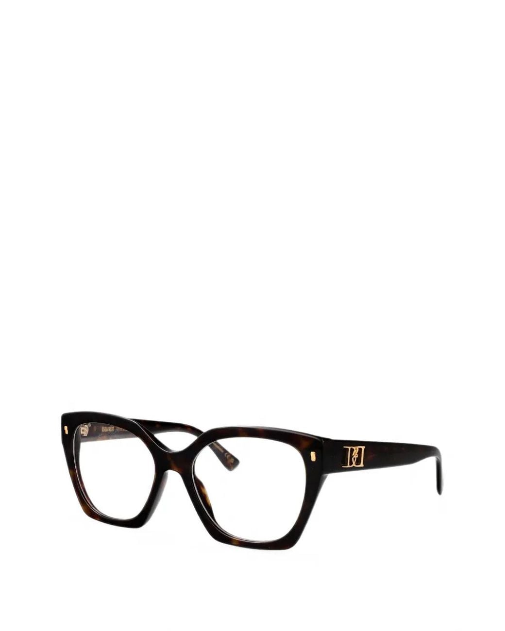 DSquared² Black Tortoiseshell-Effect Cat-Eye Frame Glasses