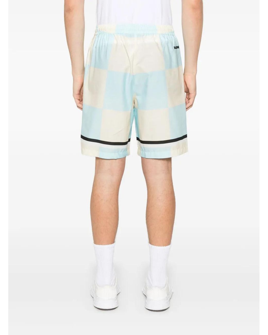 Barrow White Check-Pattern Shorts