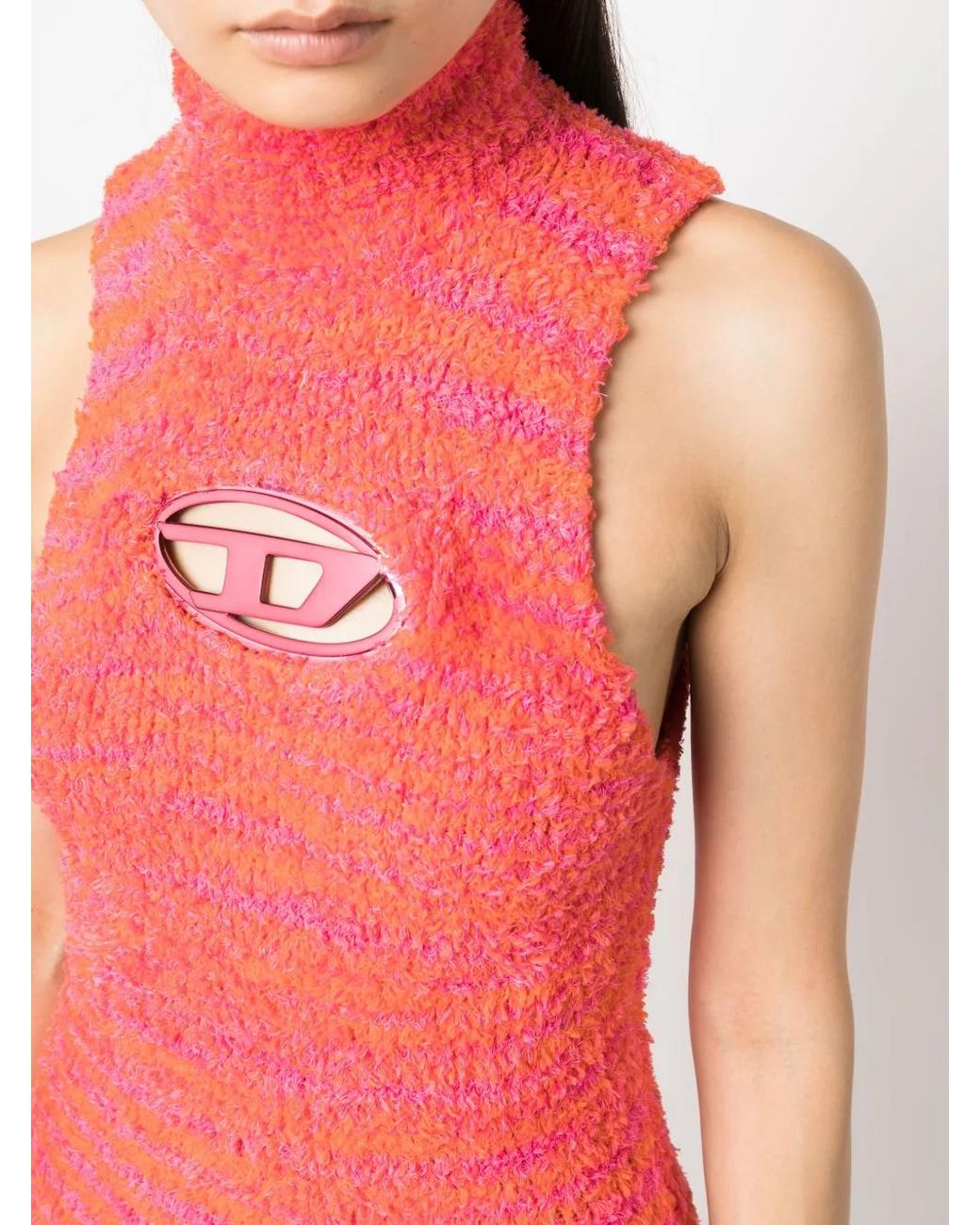 DIESEL Red M-Leros Logo-Plaque Towelling Dress