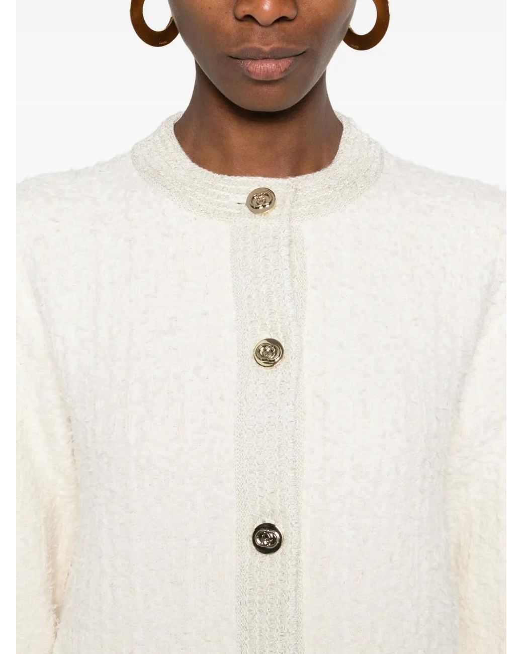 Gucci White Geknöpfte Jacke Mit Aufgesetzten Taschen