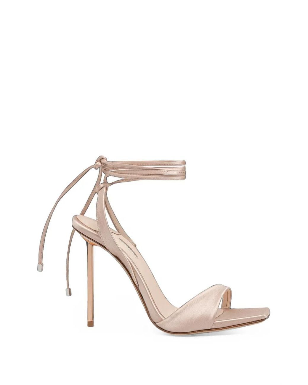 Le Silla White Nyra Satin Lace-Up Sandals