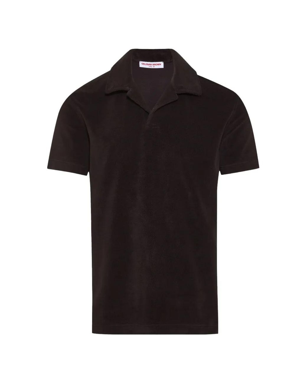 Orlebar Brown Black Terry Resort Polo-Collar T-Shirt for men