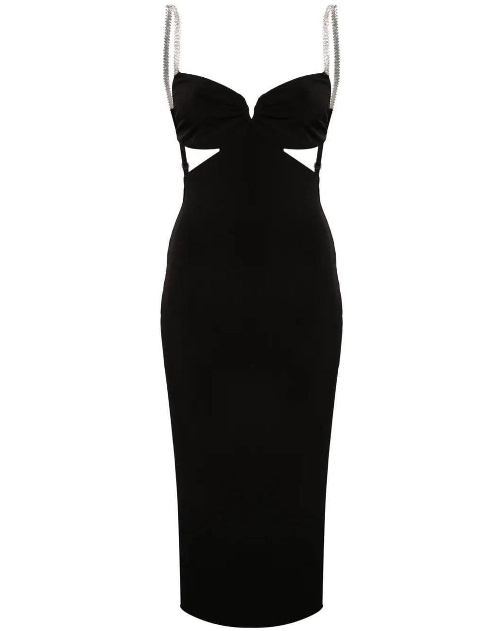 Nissa Black Open-Back Jersey Midi Dress