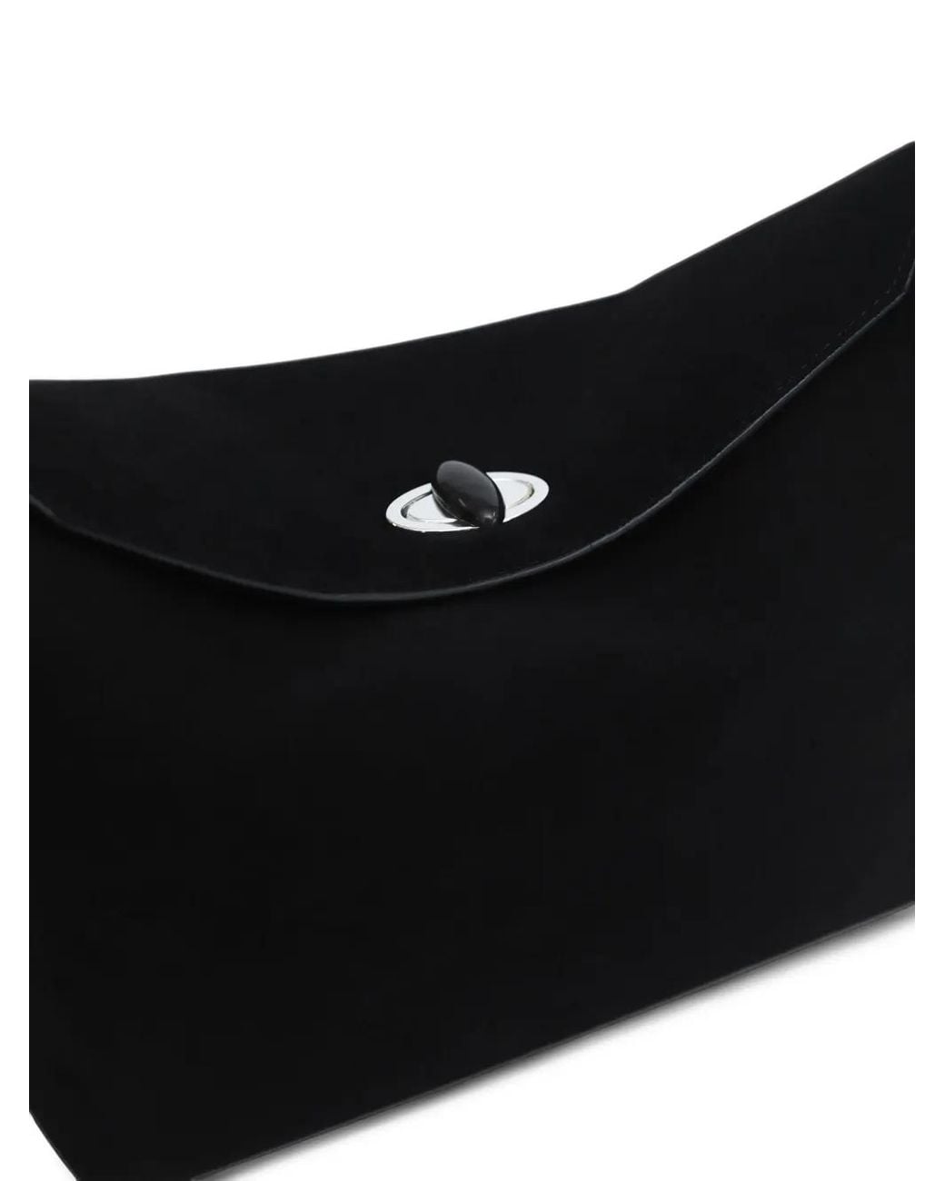 Christopher Esber Black Small Turnlock Suede Shoulder Bag