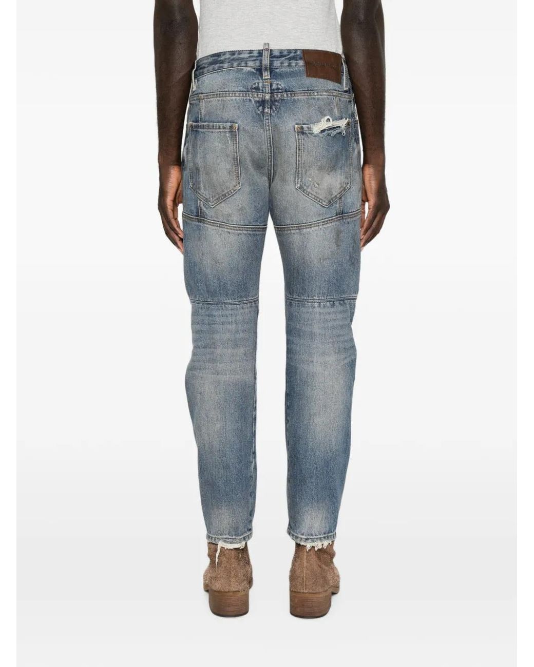 DSquared² Blue Distressed-Effect Paneled Jeans for men