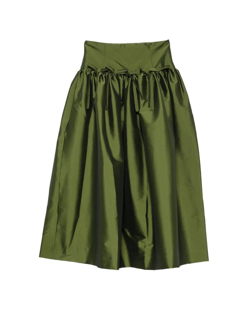 BERNADETTE Green Oscar Bow-Detailed Midi Skirt