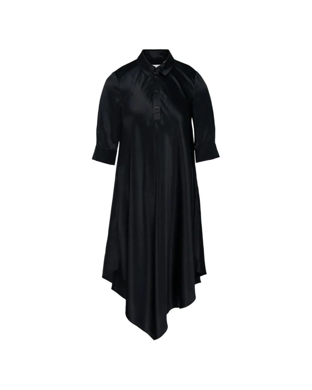 Club21 Collection Black Asymmetric Silk-Satin Dress