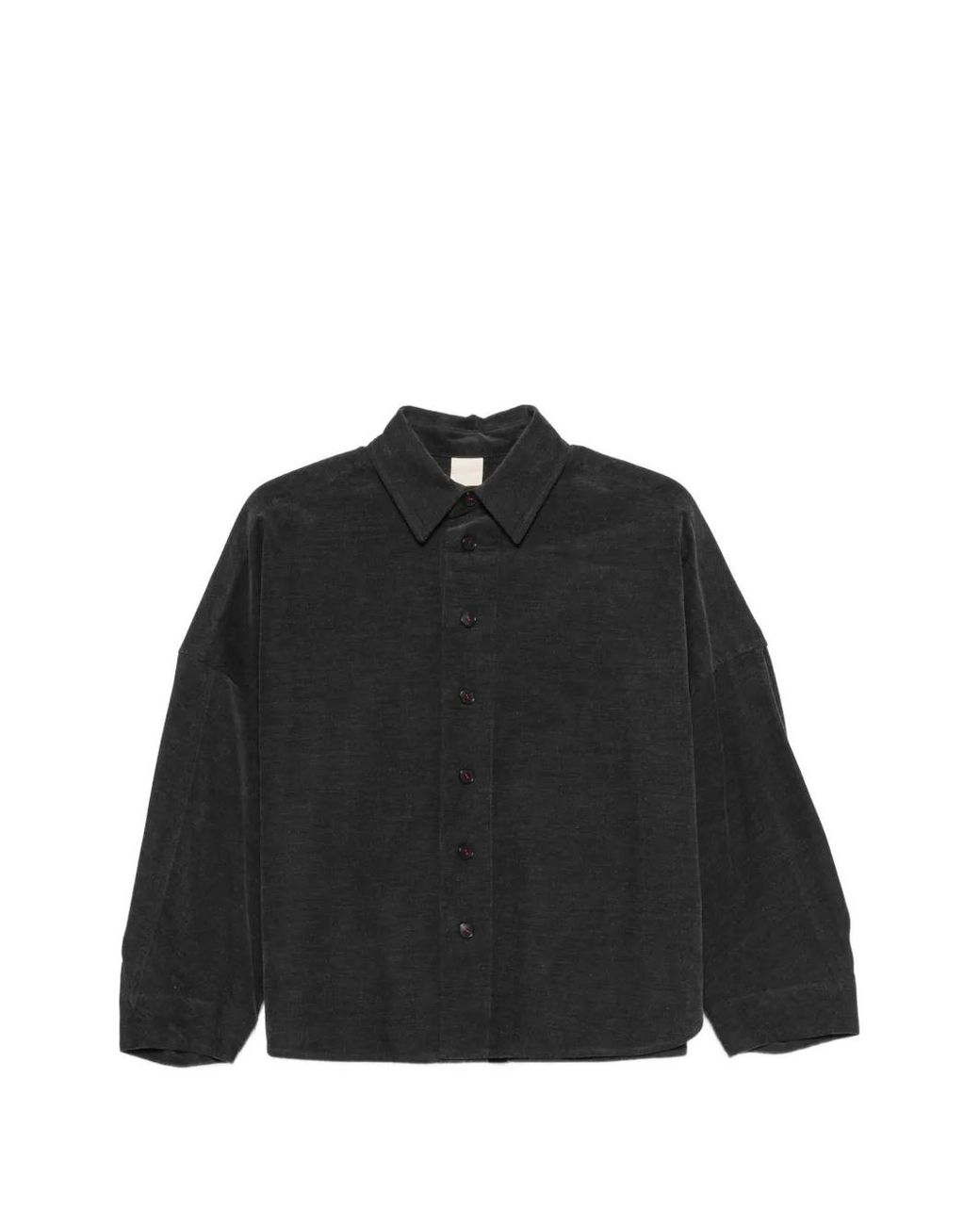 SOH Black Chemise À Manches Longeus Effet Velours Côtelé