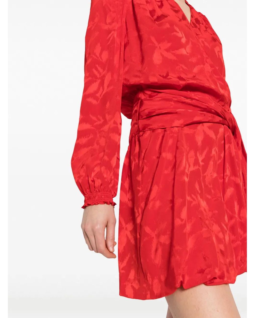 Zadig & Voltaire Red Floral-Jacquard Wrap Minidress