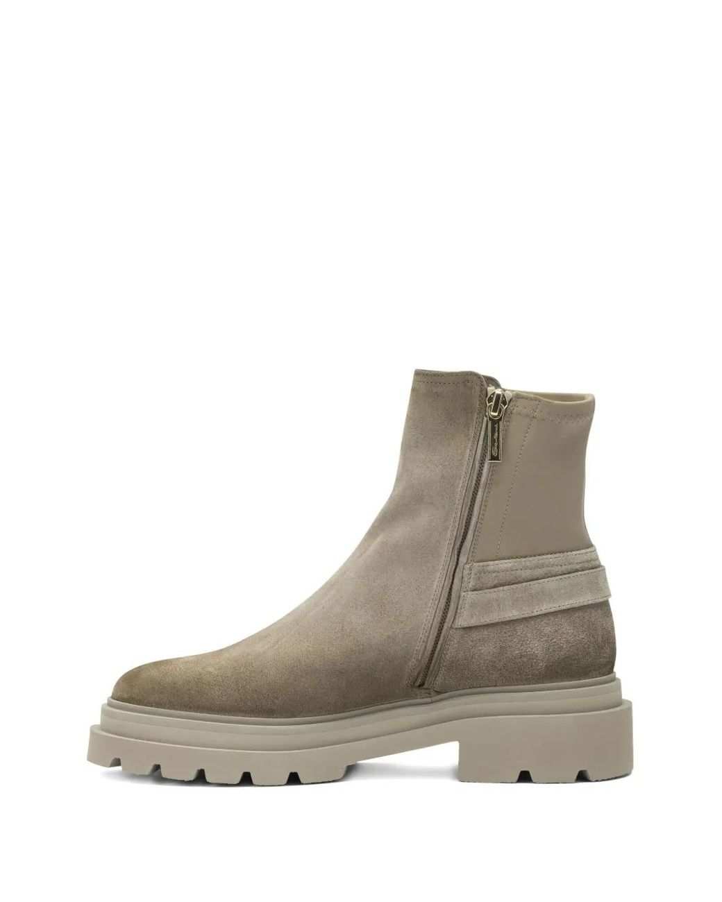 Santoni Brown Suede Ankle Boots With Zipper