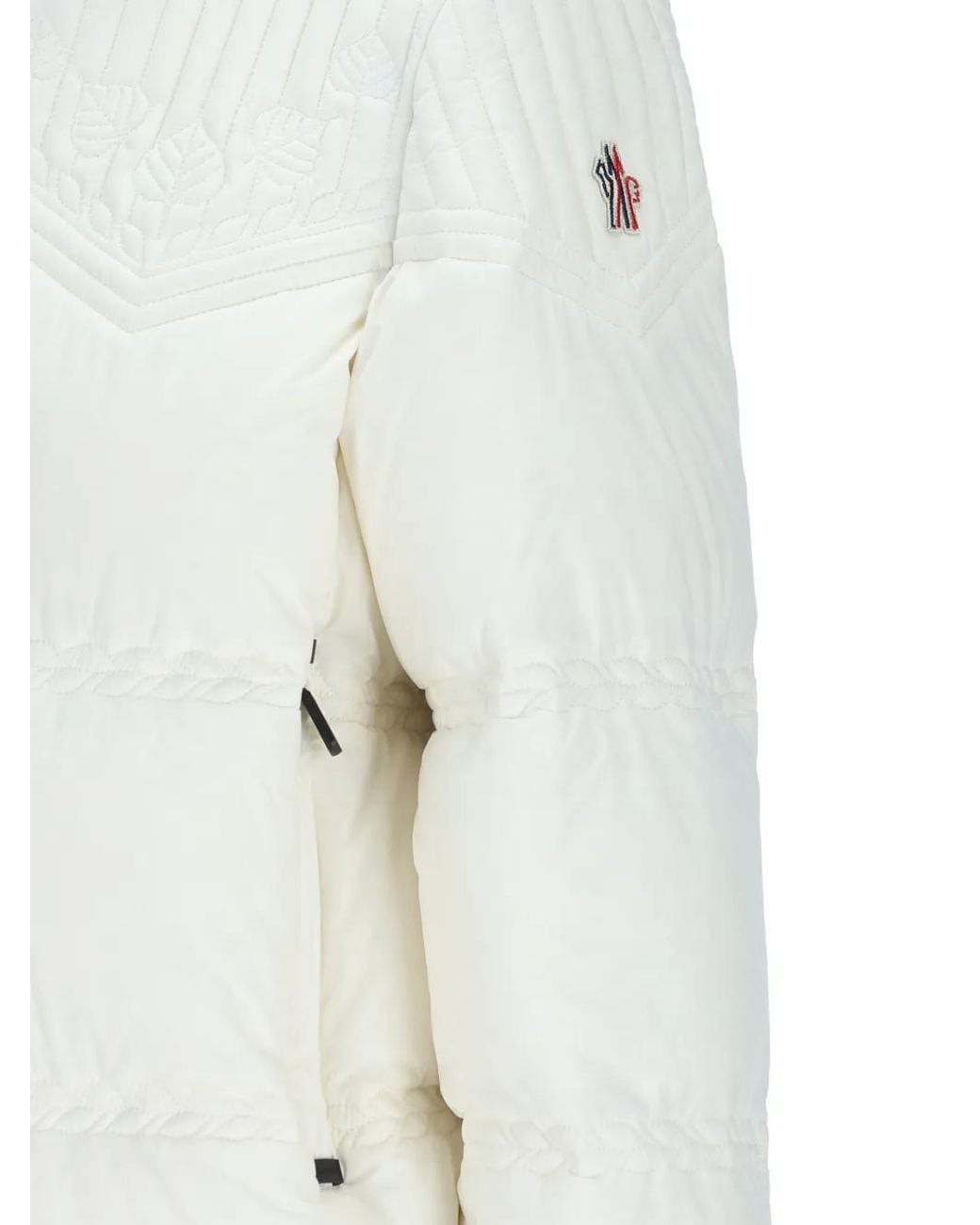 Moncler White Embroidered Padded Coat