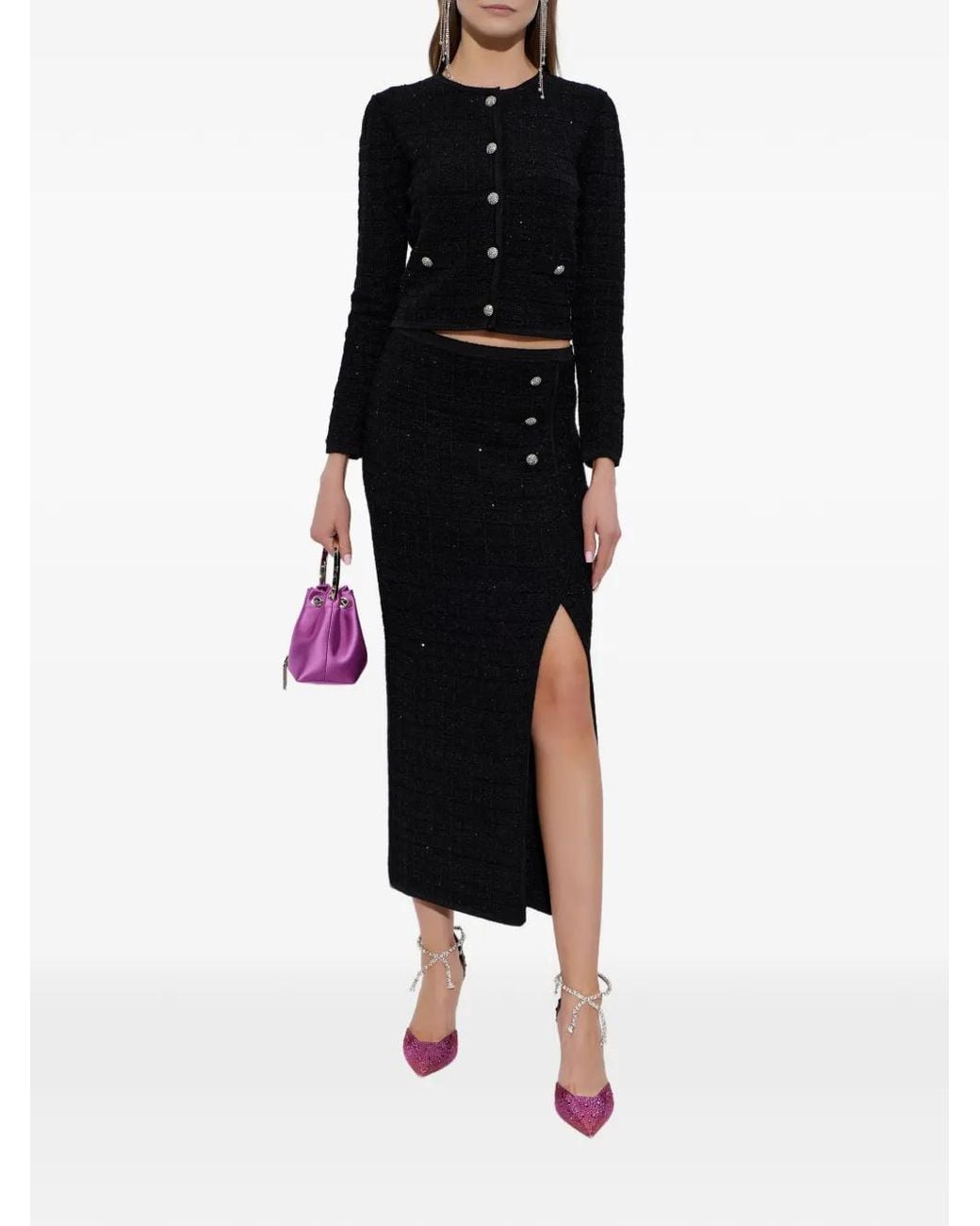 Alessandra Rich Black Buttoned Embellished Jacket