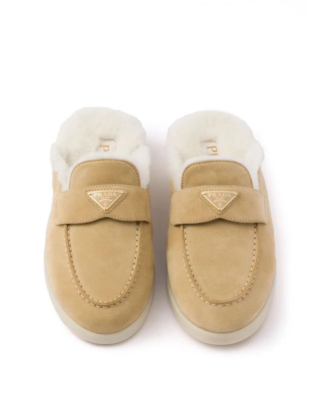 Prada White Suede Mules