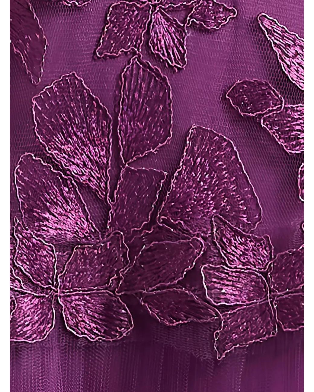 Tadashi Shoji Purple Adriane Floral-Embroidered Midi Dress