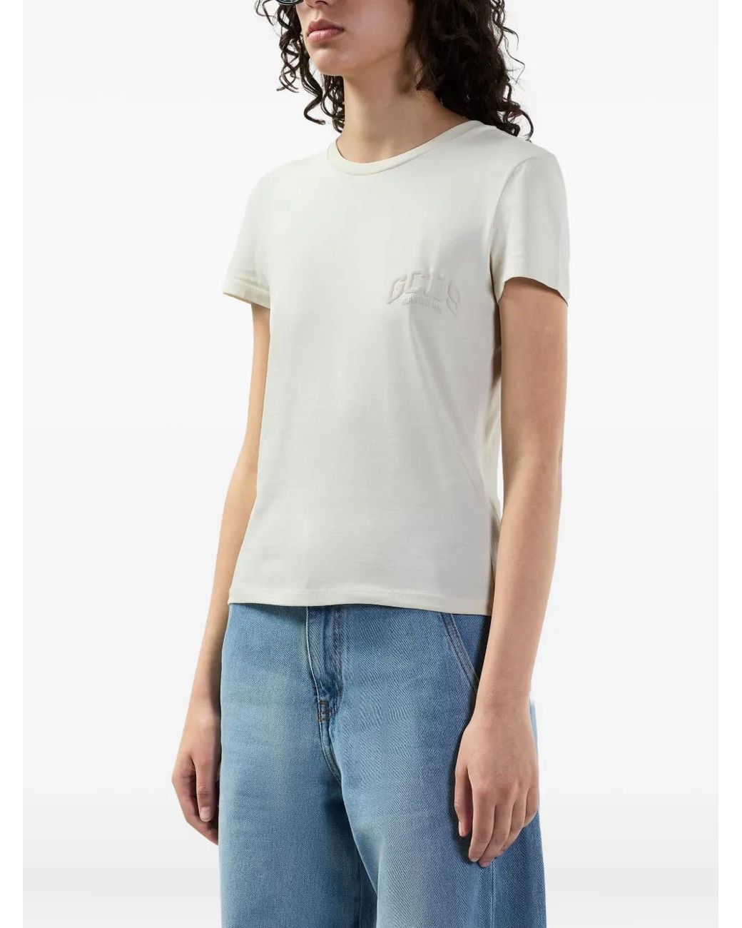 Gcds White T-Shirt Mit Patch