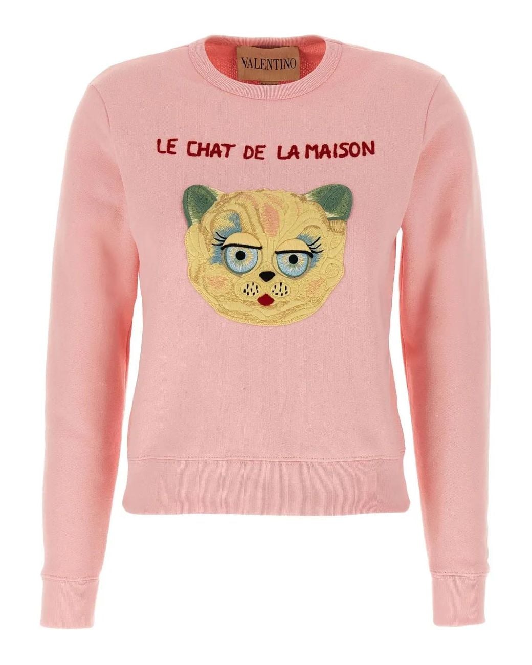 Valentino Garavani Pink Cat-Embroidered Sweatshirt