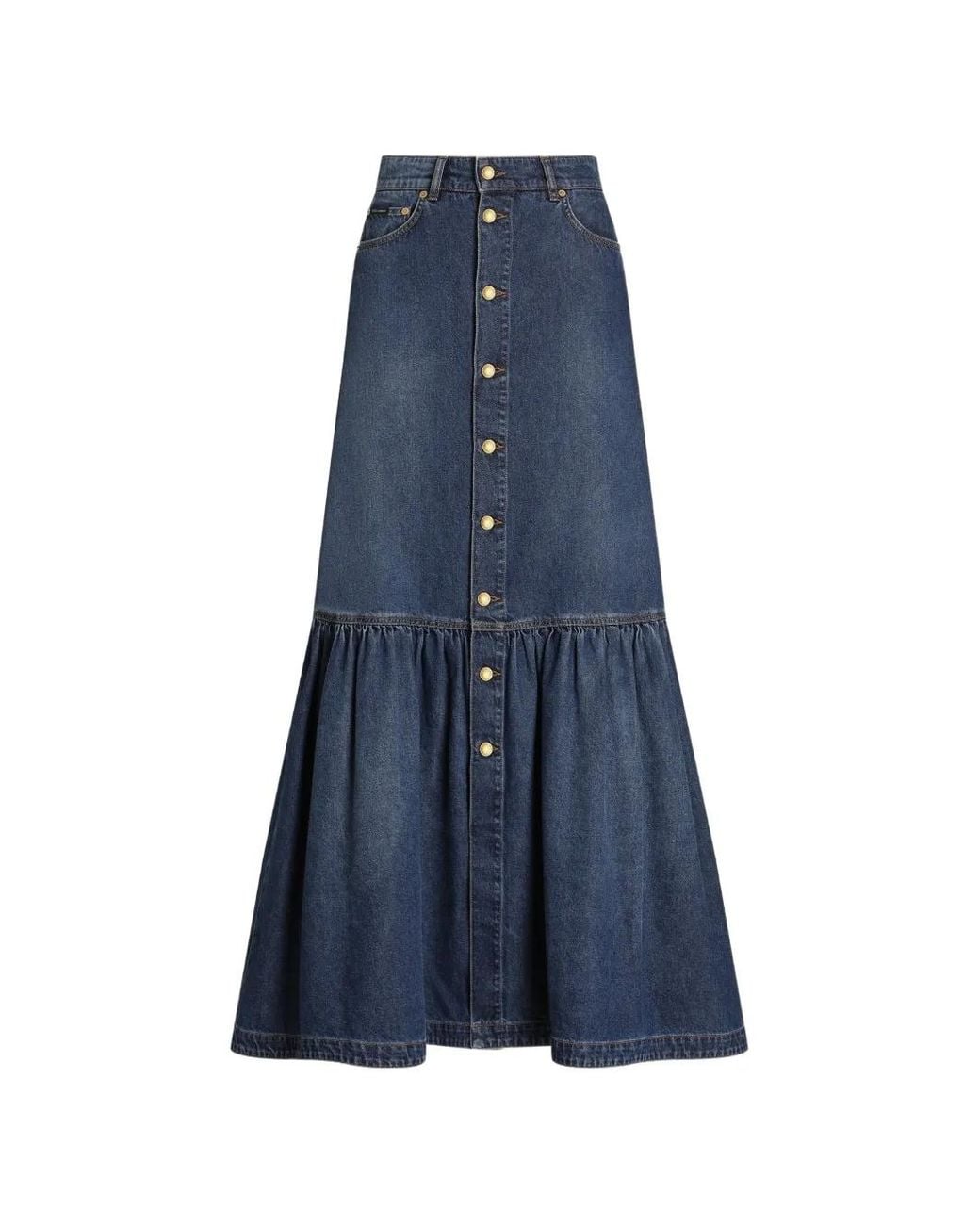 Dolce & Gabbana Blue Long Denim Skirt