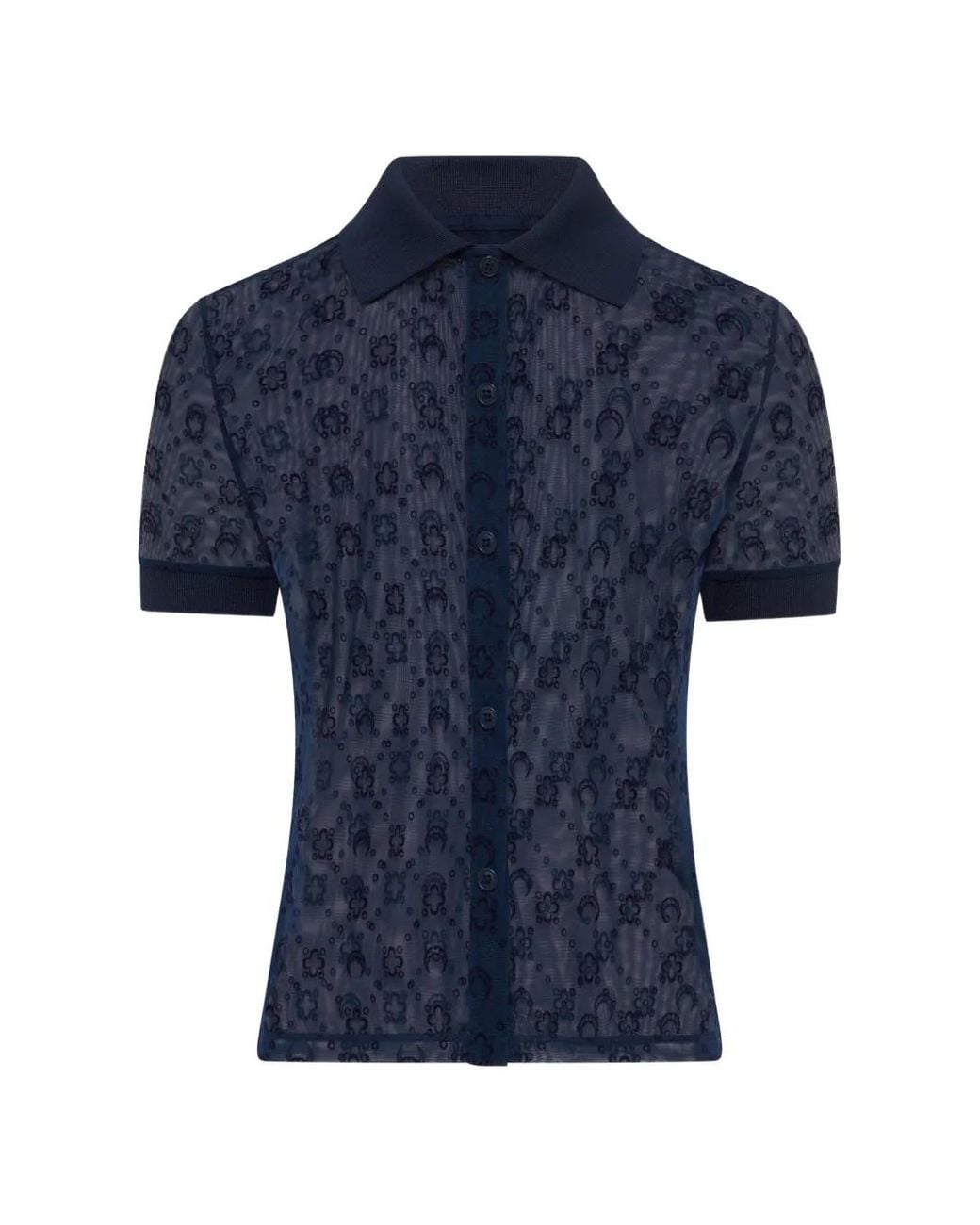 MARINE SERRE Blouse Met Monogram-Print in het Blue