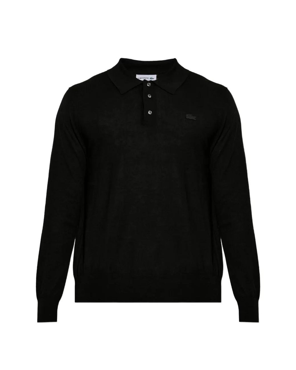 Lacoste Black Logo-Patch Long-Sleeve Polo Shirt for men