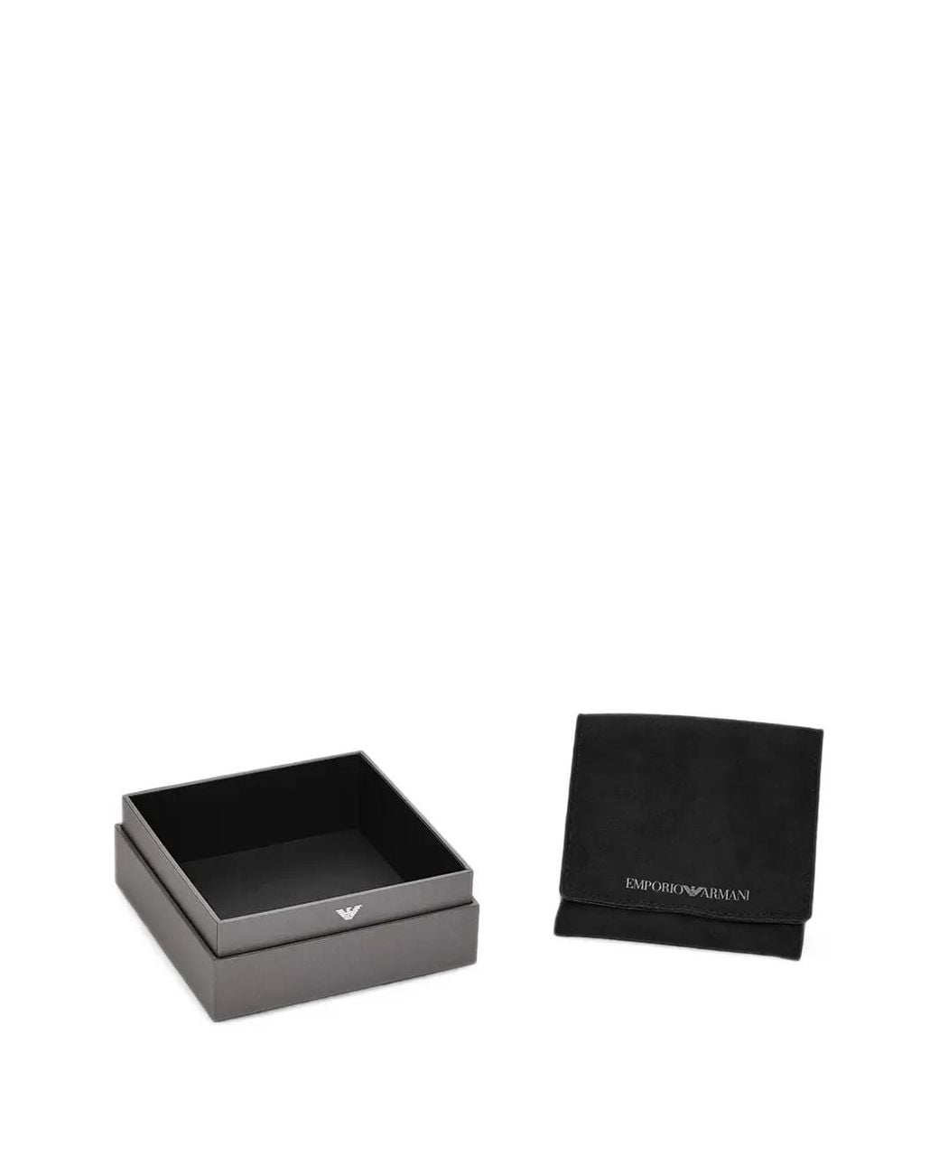 Emporio Armani White Logo-Plaque Curb-Chain Necklace for men