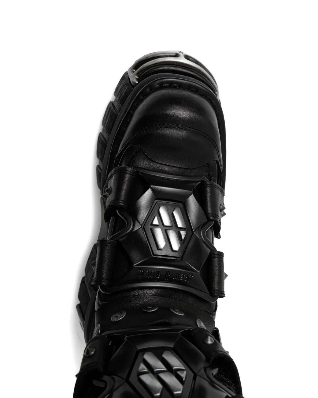 Botas Con Apliques De Hebilla New Rock de color Black