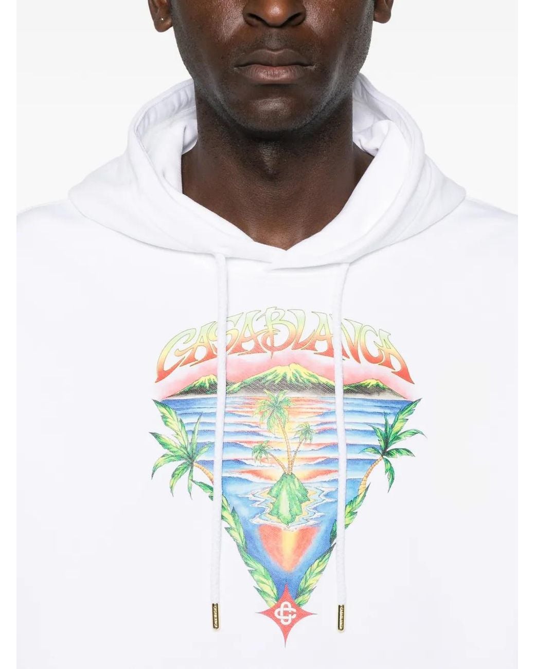 Casablanca White Graphic-Print Cotton Hoodie for men