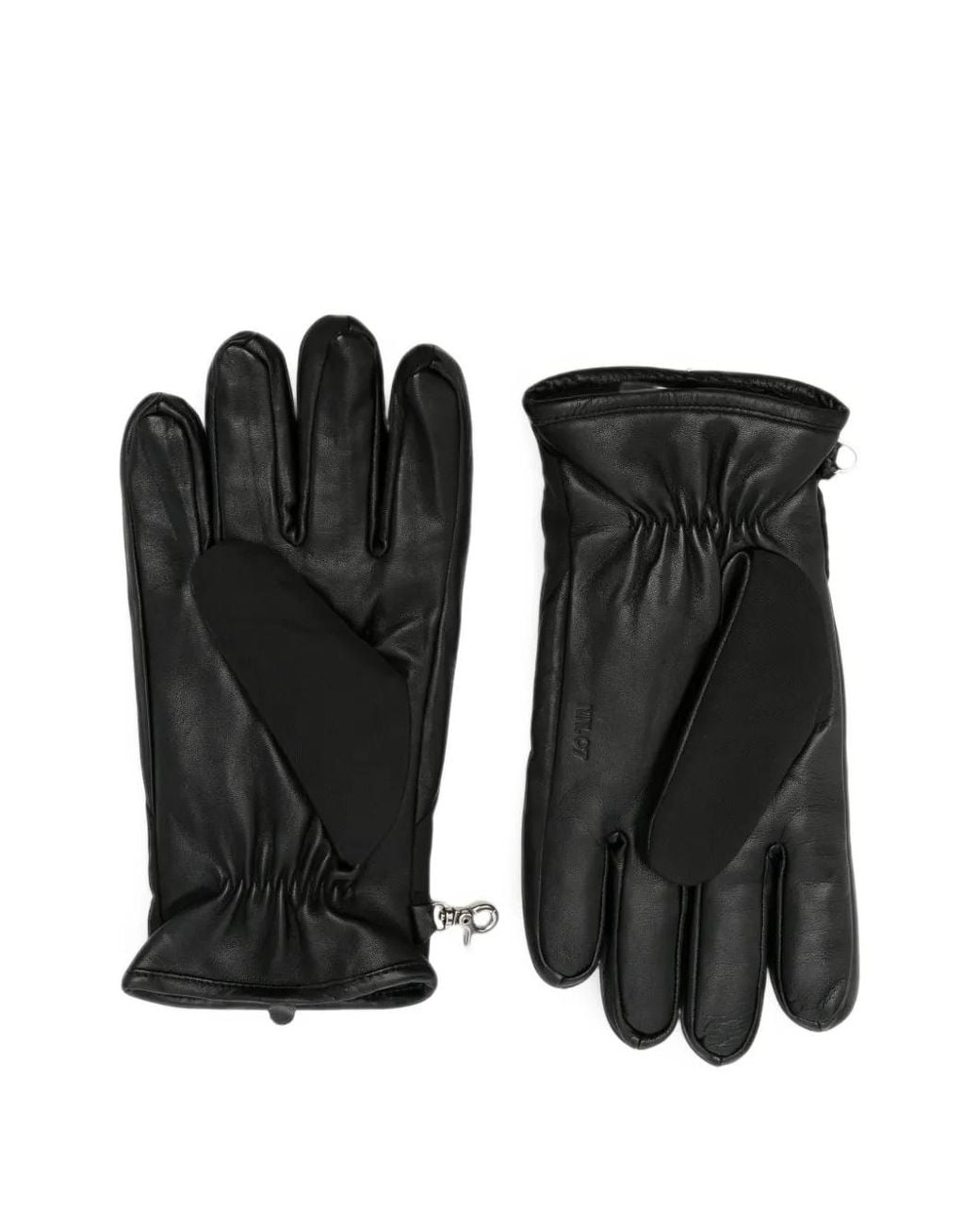NN07 Black Leather-Panelled Gloves for men