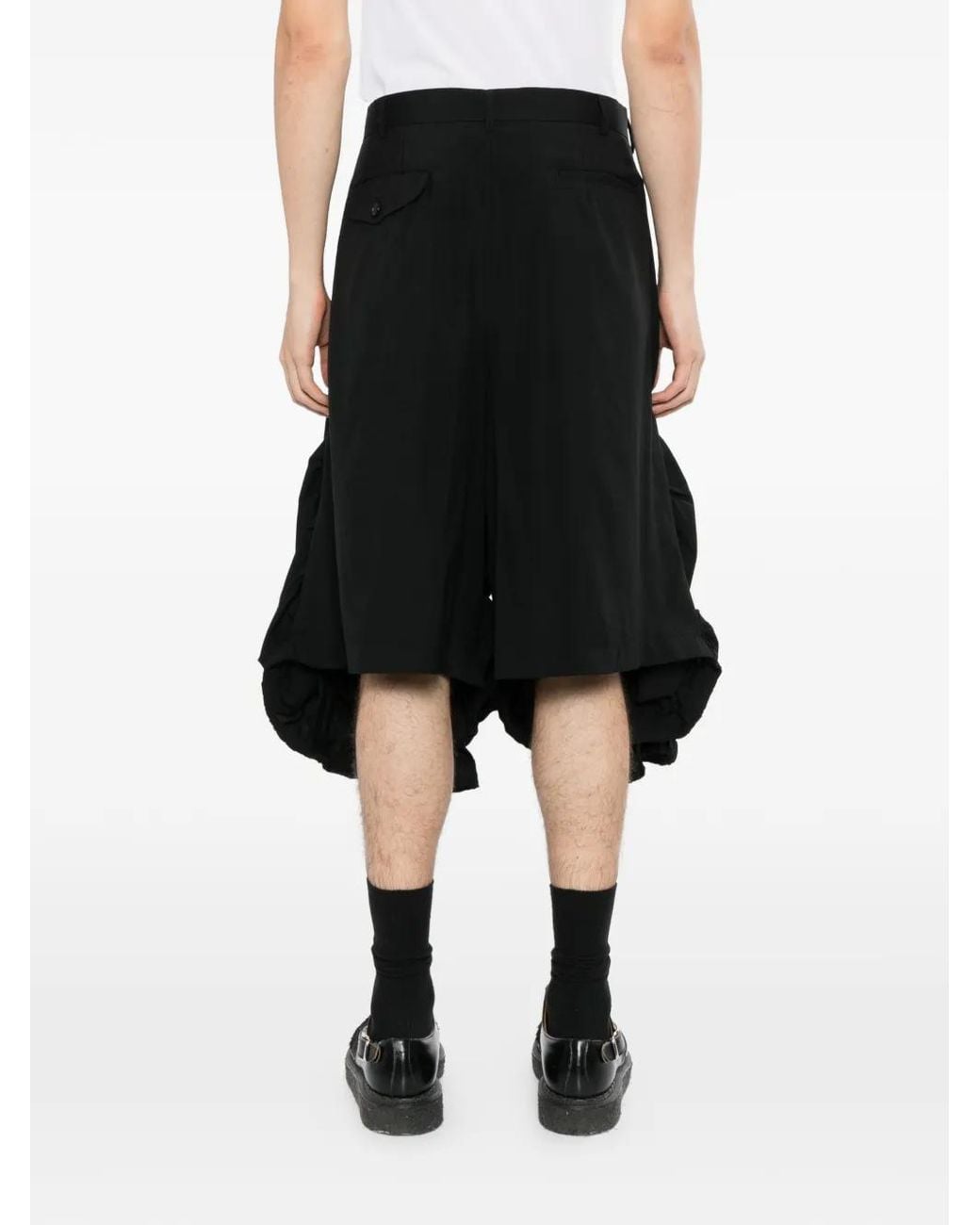 Comme des Garçons Black Ruched Tiered Shorts for men