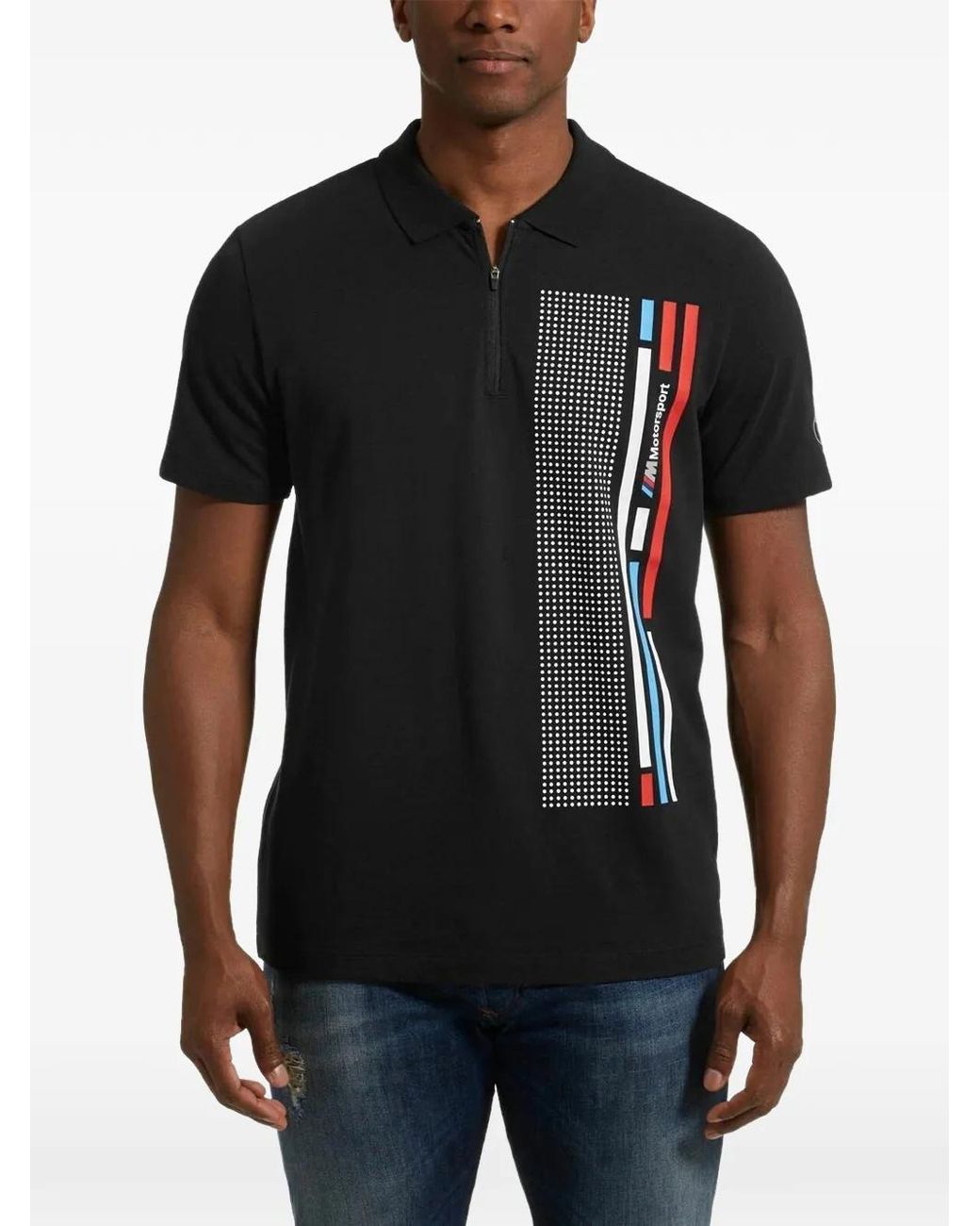 PUMA Black Graphic Polo T-Shirt for men