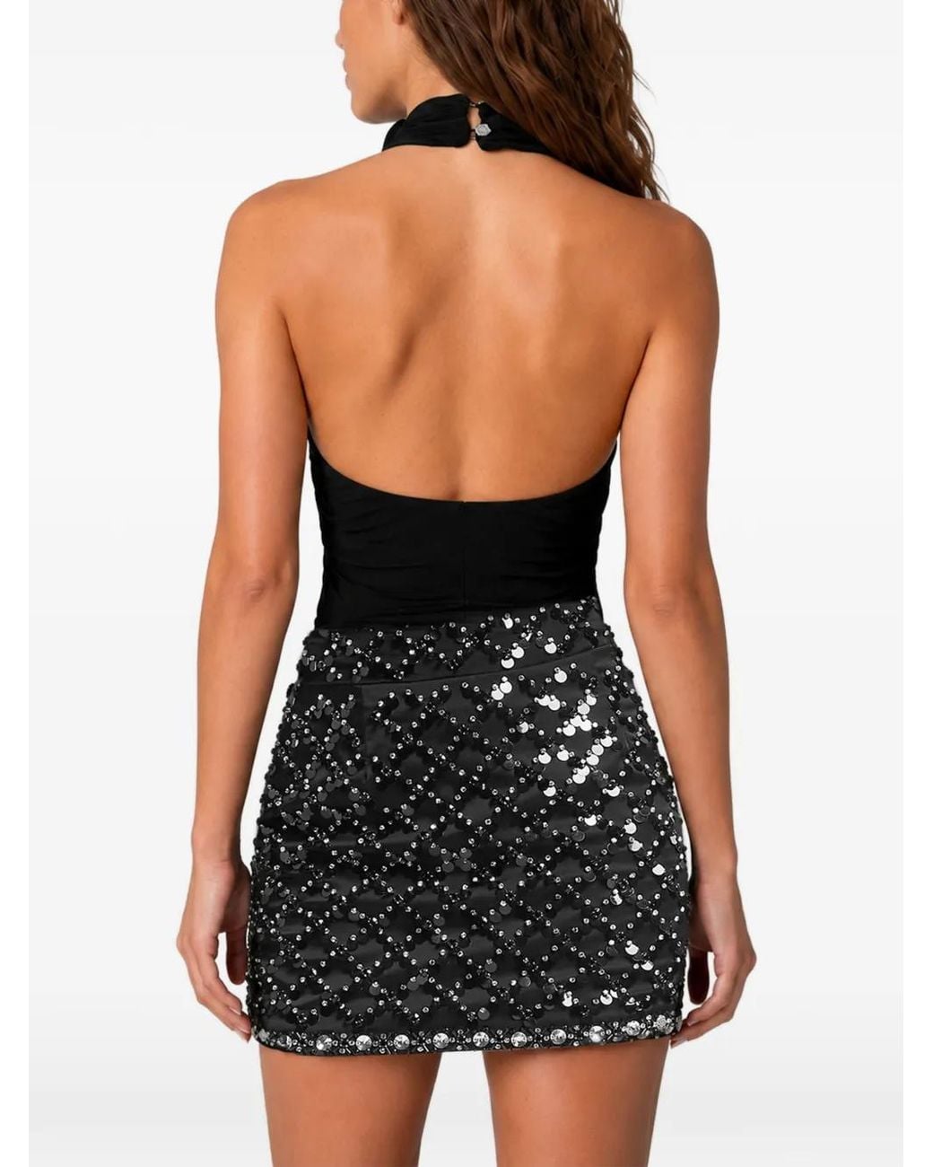 Philipp Plein Black Sleeveless Bodysuit Flower