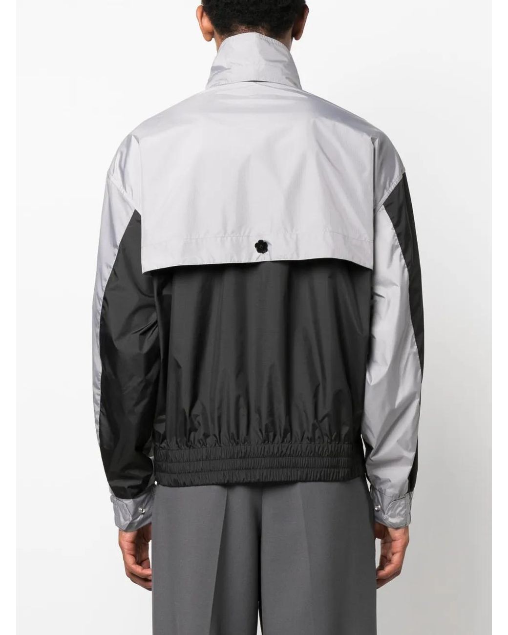 KENZO Gray Two-Tone Logo-Print Lightweight Jacket for men