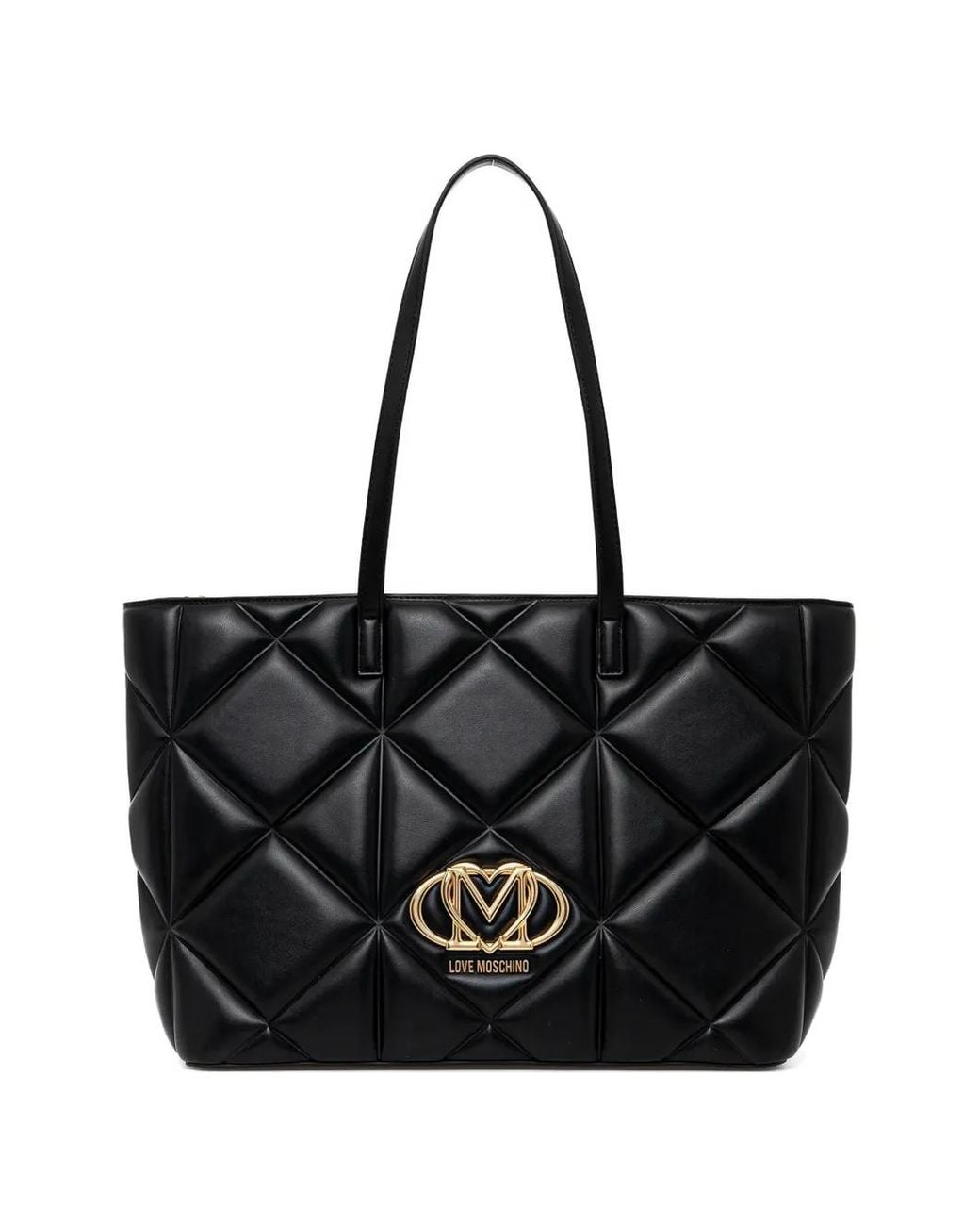 Love Moschino Black Quilted Logo-Plaque Tote Bag
