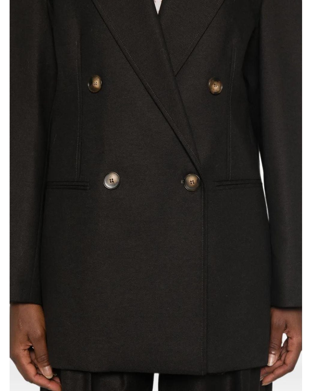 LE SULLY STUDIO Black Double-Breasted Peak-Lapels Blazer