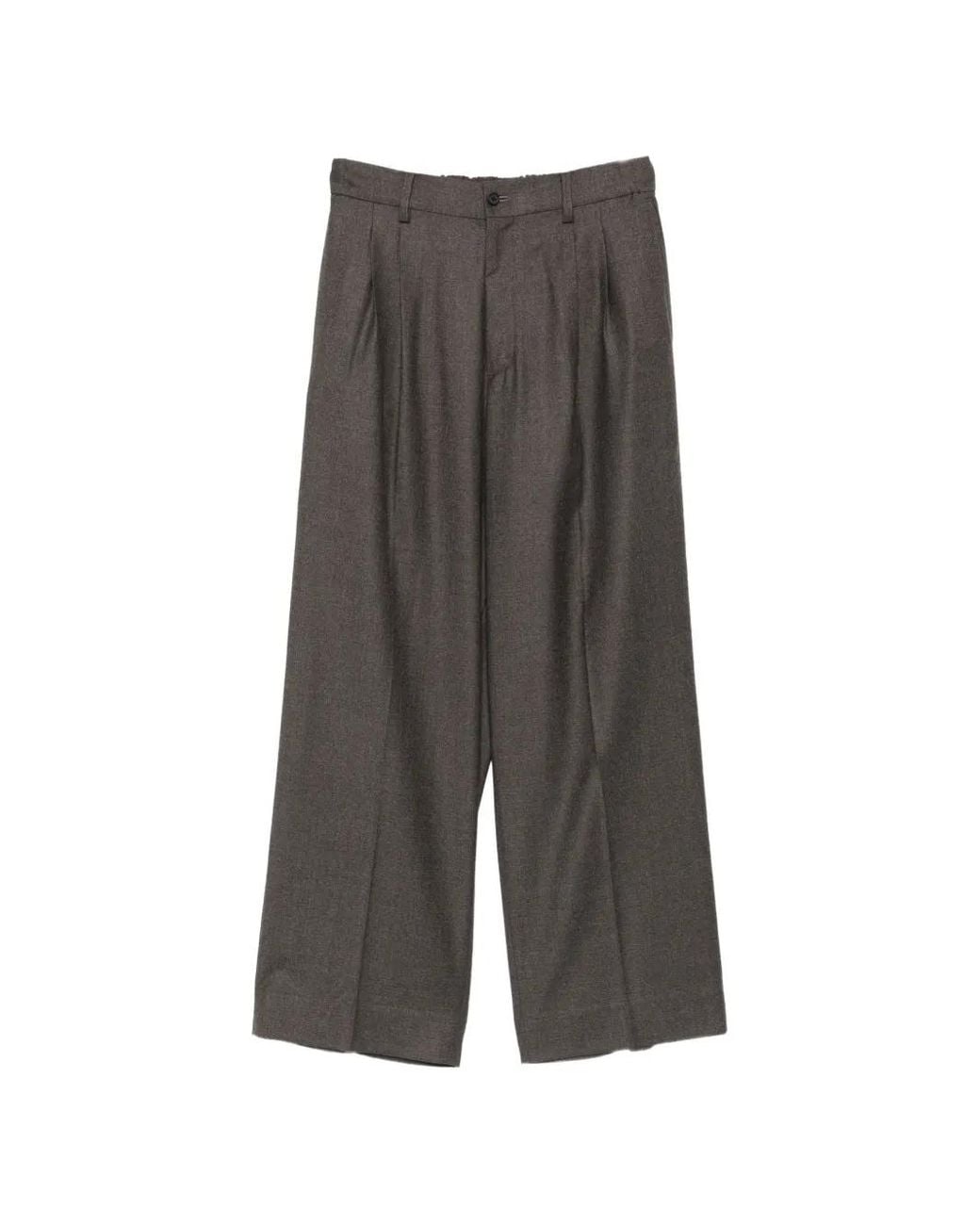 Ssstein Gray Pleated Wide-Leg Trousers for men
