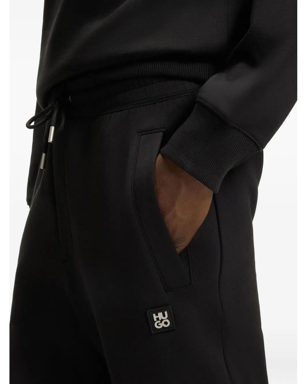Pantalones De Chándal Con Parche Del Logo HUGO de hombre de color Black