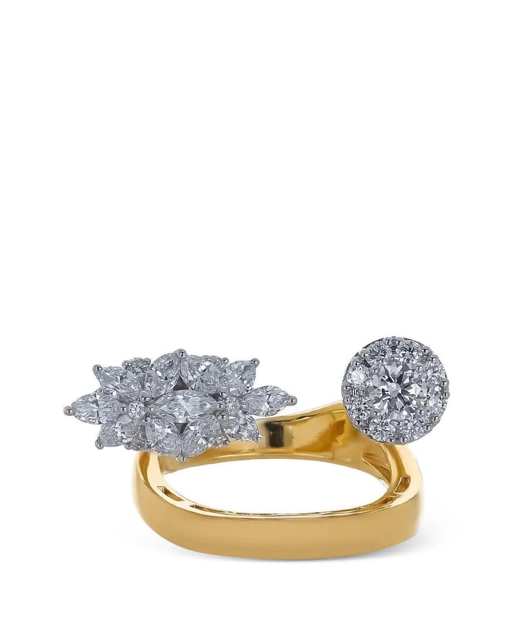YEPREM Metallic Bague Golden Strada Ornée De Diamants