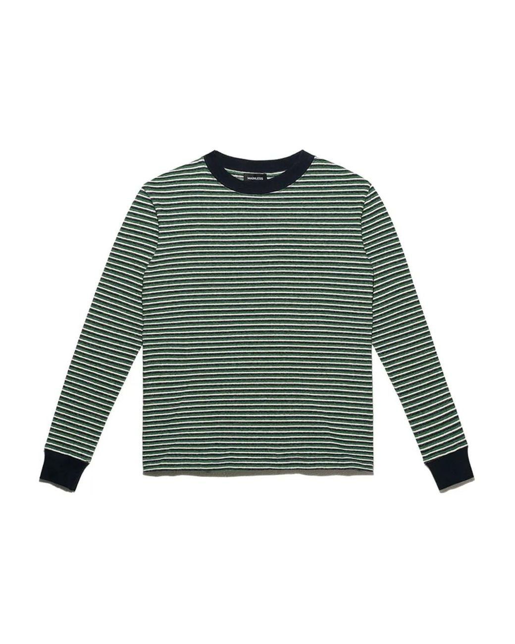 Mainless Green Striped Long-Sleeve Top