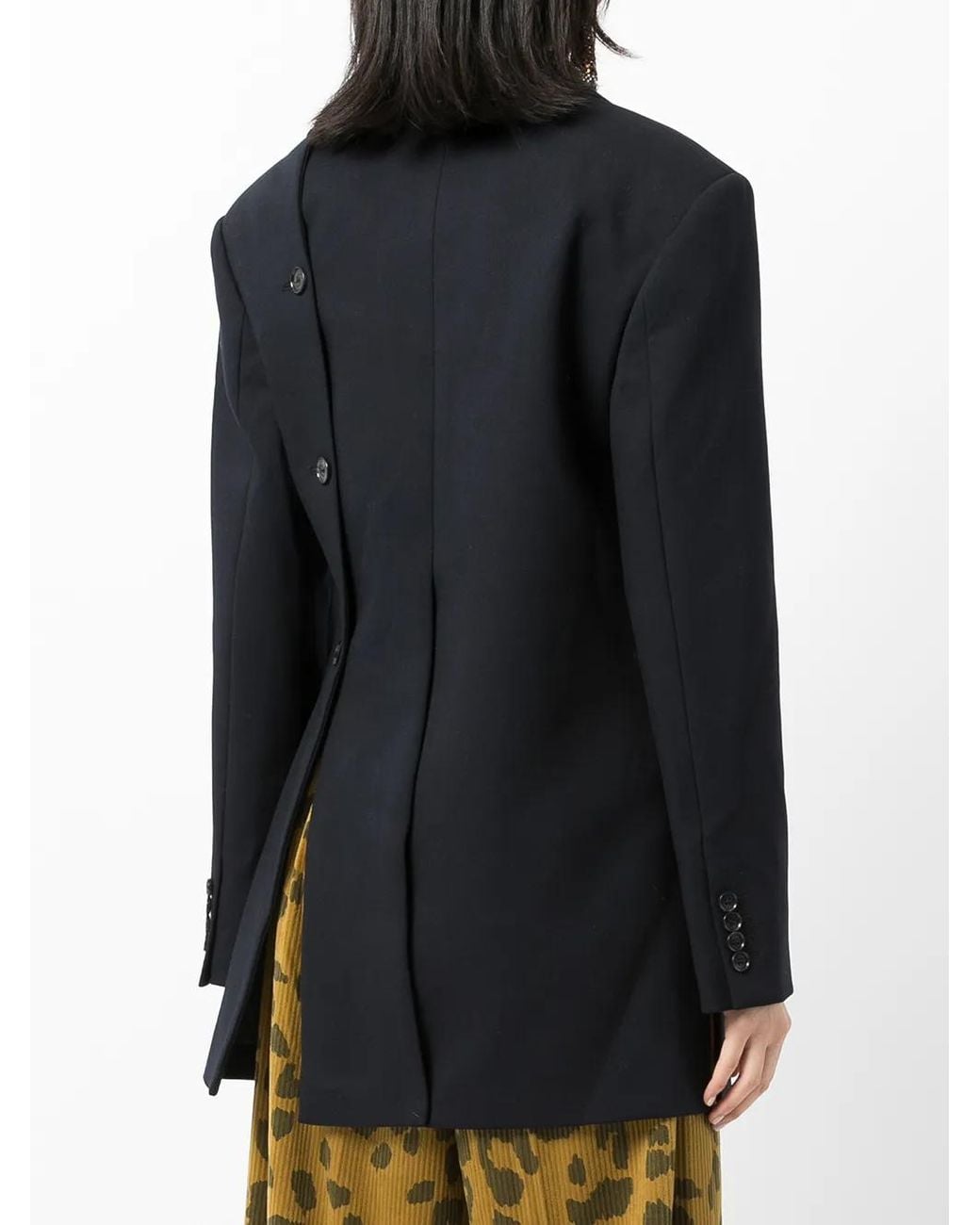 ROKH Black Off-Centre Buttoned Blazer