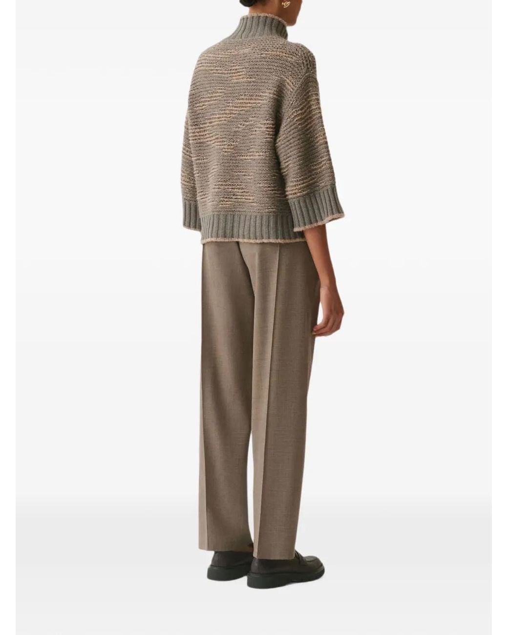 Fabiana Filippi Brown Sequin-Embellished Marled-Effect Sweater