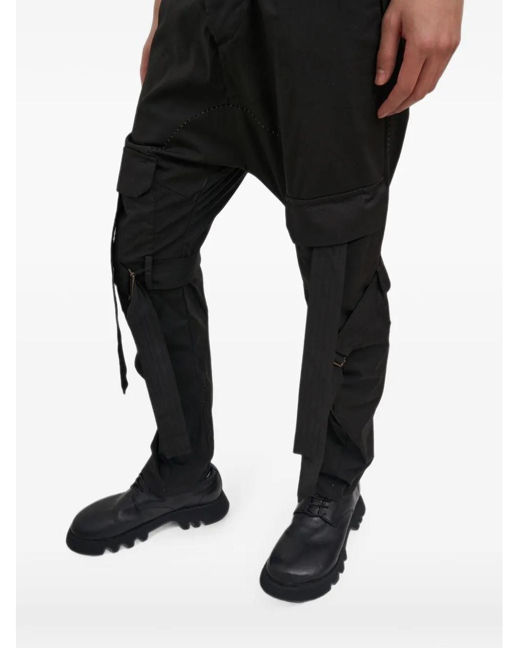 Masnada Black Buckle-Strap Cargo Pants for men