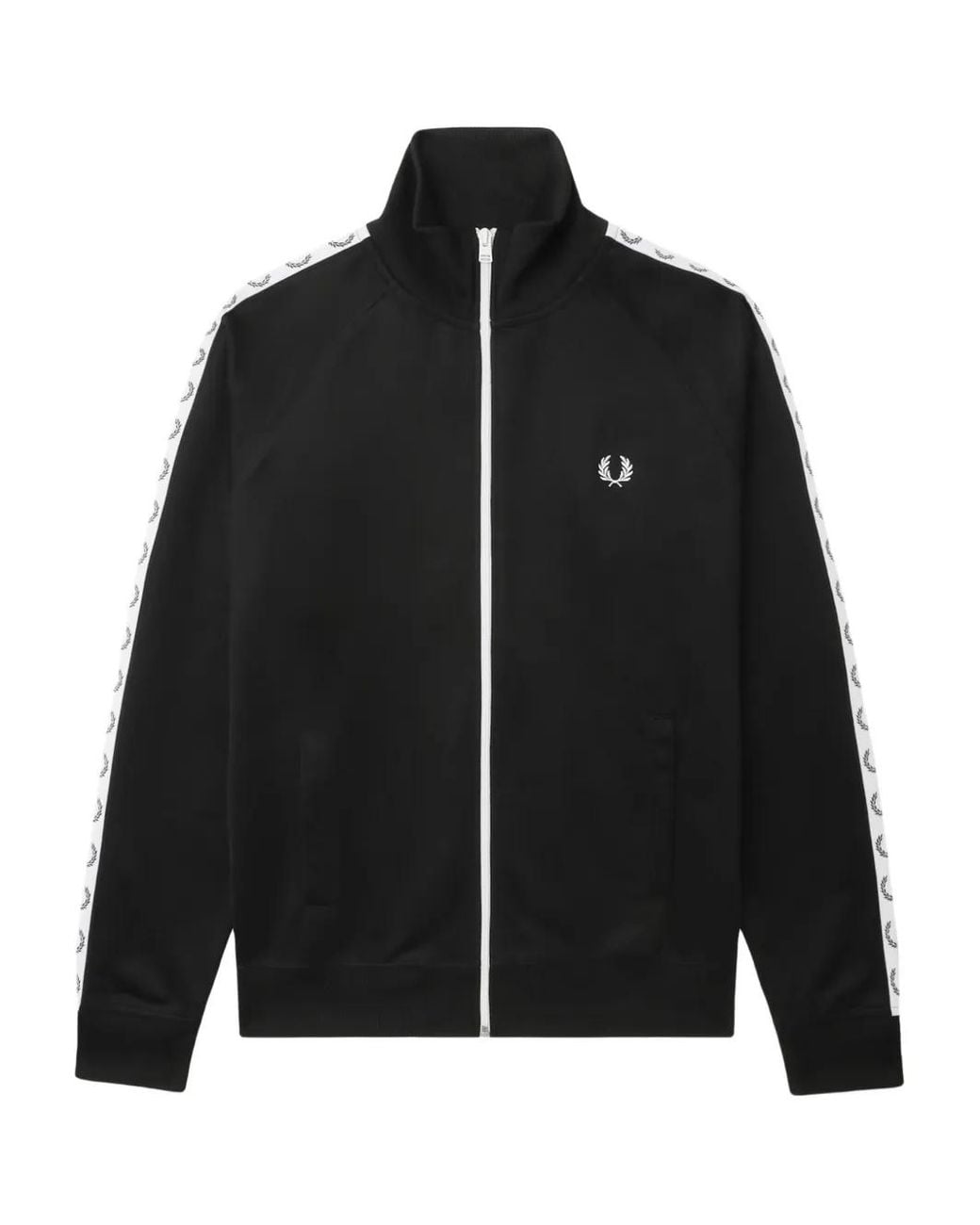 Fred Perry Black Logo-Tape Track Jacket for men