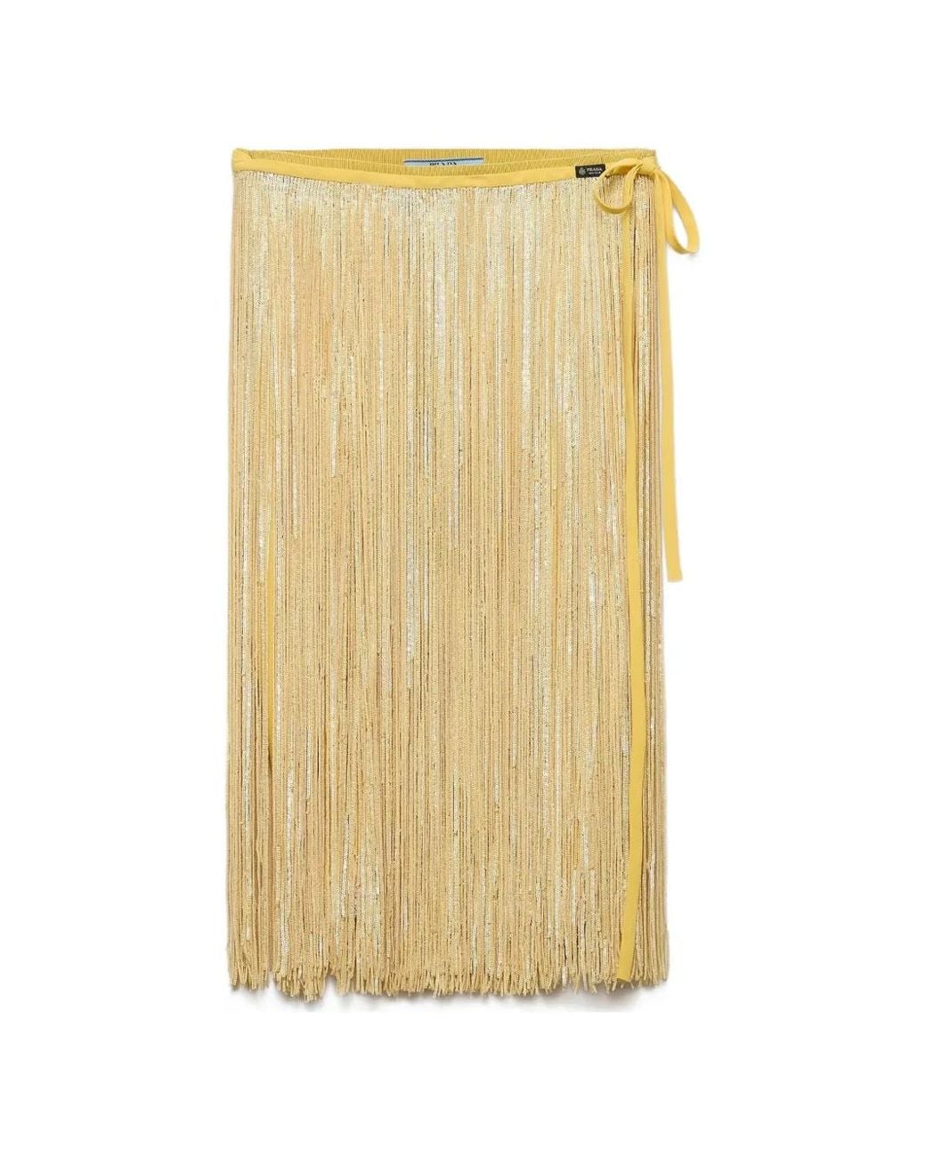 Prada Yellow Skirt With Sequin Fringe