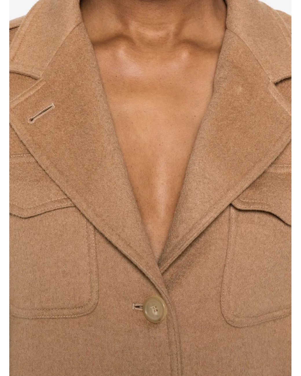 Max Mara Natural Flap-Pocket Button-Fastening Jacket